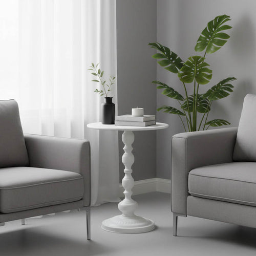 Anesor pakoworld metal side table in cream shade D40x52cm