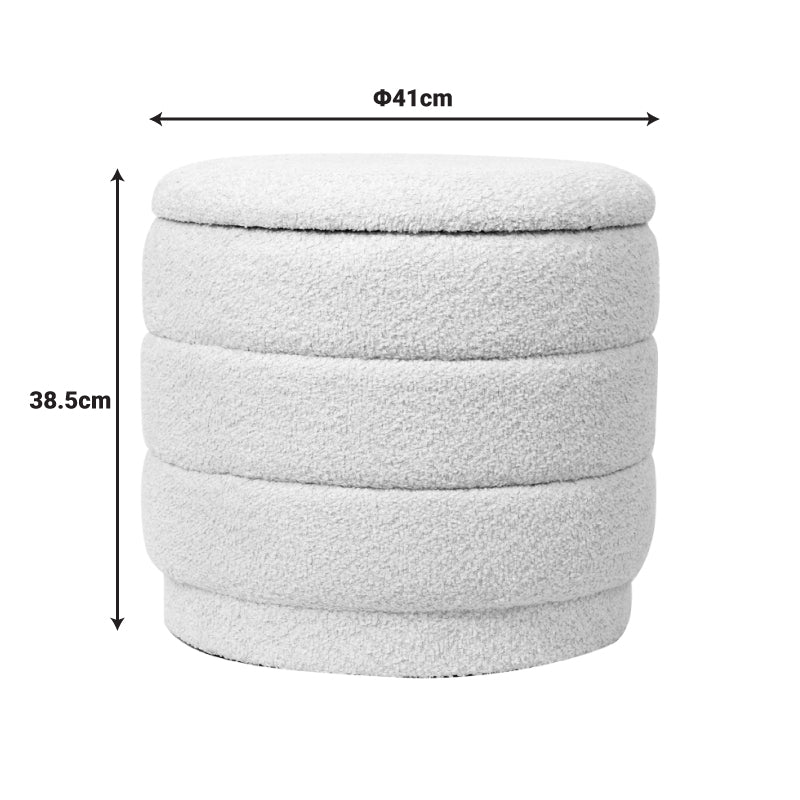 Stool-trunk Bettia pakoworld teddy fabric grey D41x38.5cm