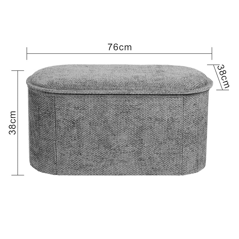 Stool-trunk Trebia pakoworld grey fabric 76x38x38cm