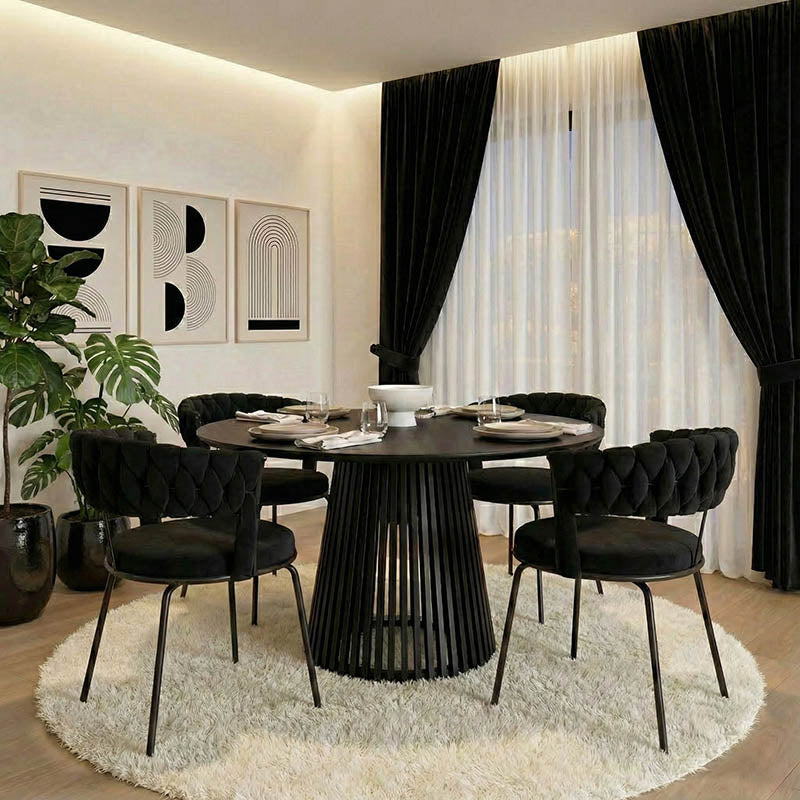 Dining table Domonic pakoworld mdf in black color D120x75cm