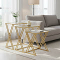 Coffee tables set of 3 pieces Pitche Inart gold metal-glass
