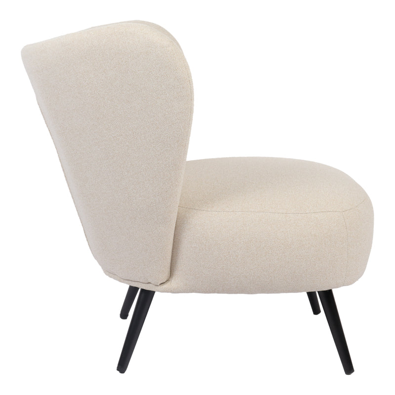 Armchair Nagreta pakoworld beige fabric and metal legs in black color 77x73x74cm