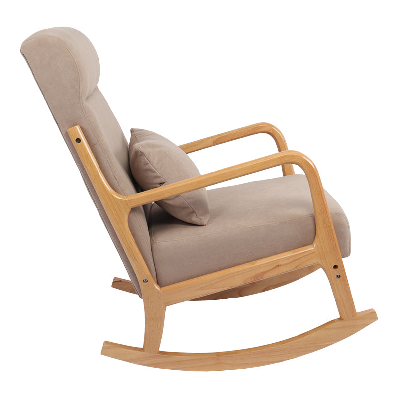 Rotating armchair Edeldy pakoworld grey-beige fabric and legs in natural color 102x66x99cm
