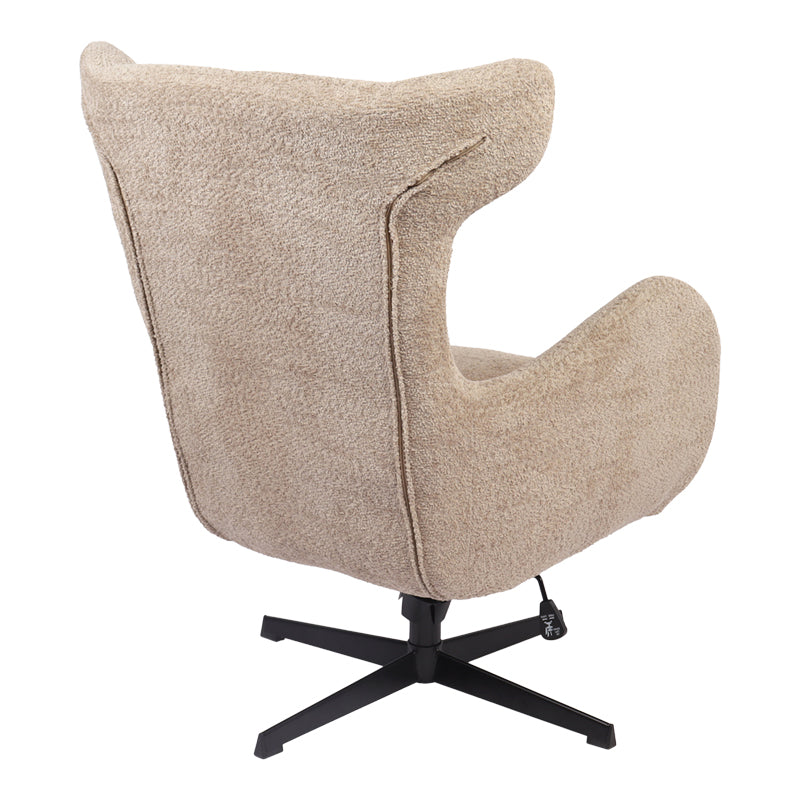 Swivel armchair Zefrina pakoworld grey beige fabric and base in black color 77x82x100-107cm