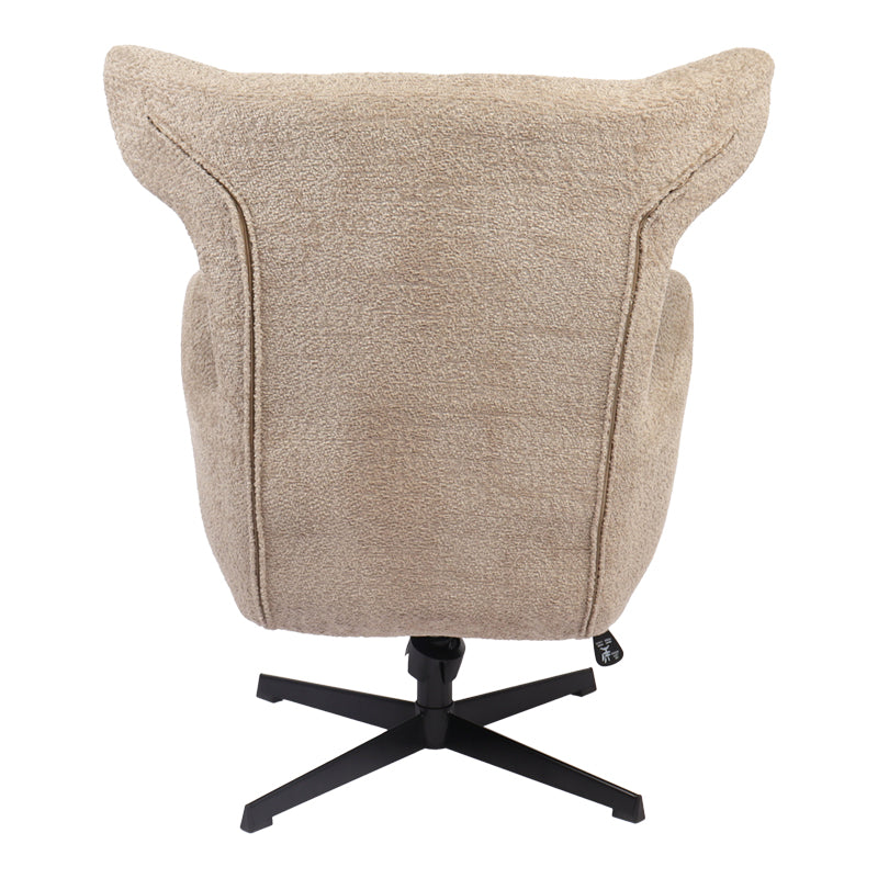 Swivel armchair Zefrina pakoworld grey beige fabric and base in black color 77x82x100-107cm