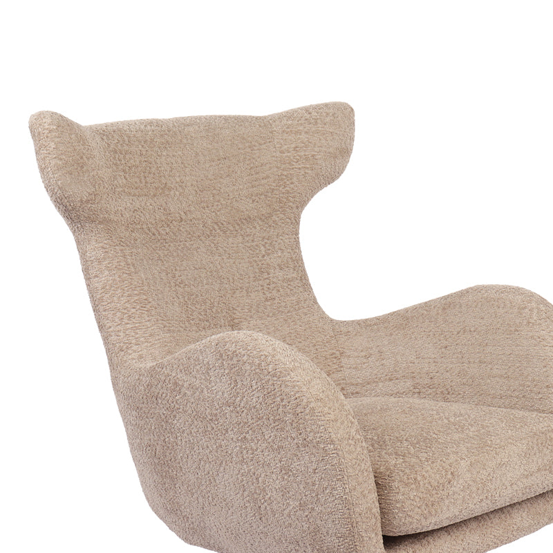Swivel armchair Zefrina pakoworld grey beige fabric and base in black color 77x82x100-107cm