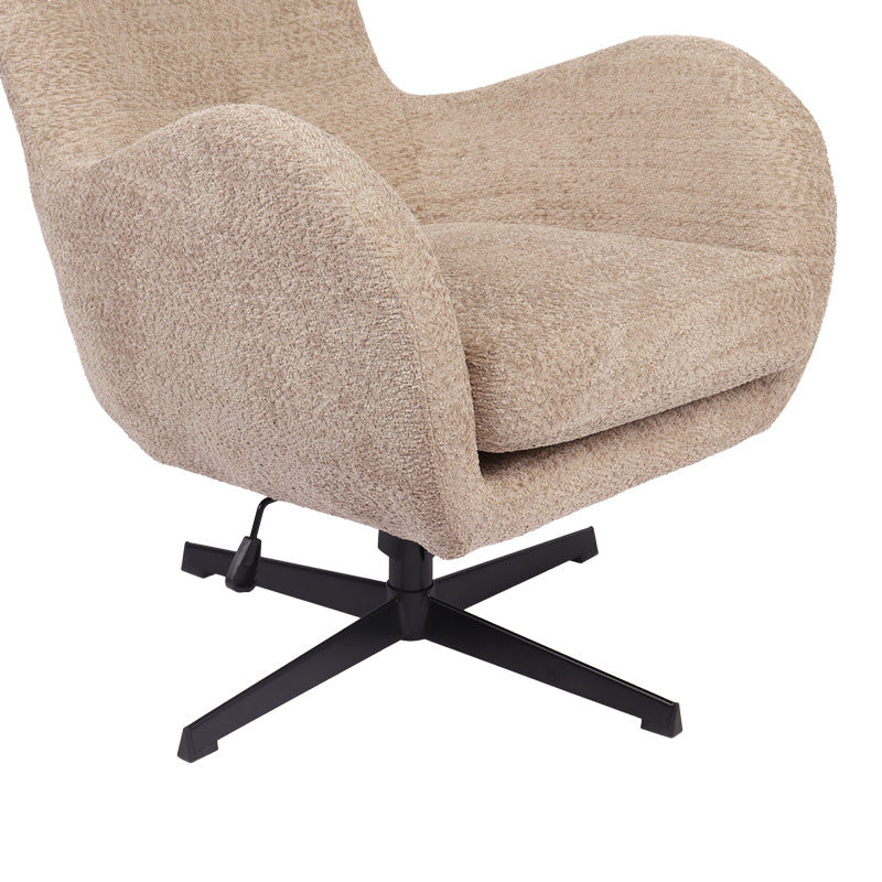 Swivel armchair Zefrina pakoworld grey beige fabric and base in black color 77x82x100-107cm