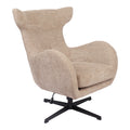 Swivel armchair Zefrina pakoworld grey beige fabric and base in black color 77x82x100-107cm