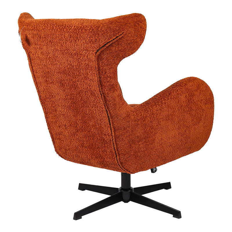 Swivel armchair Zefrina pakoworld terracotta  fabric and base in black color 77x82x100-107cm