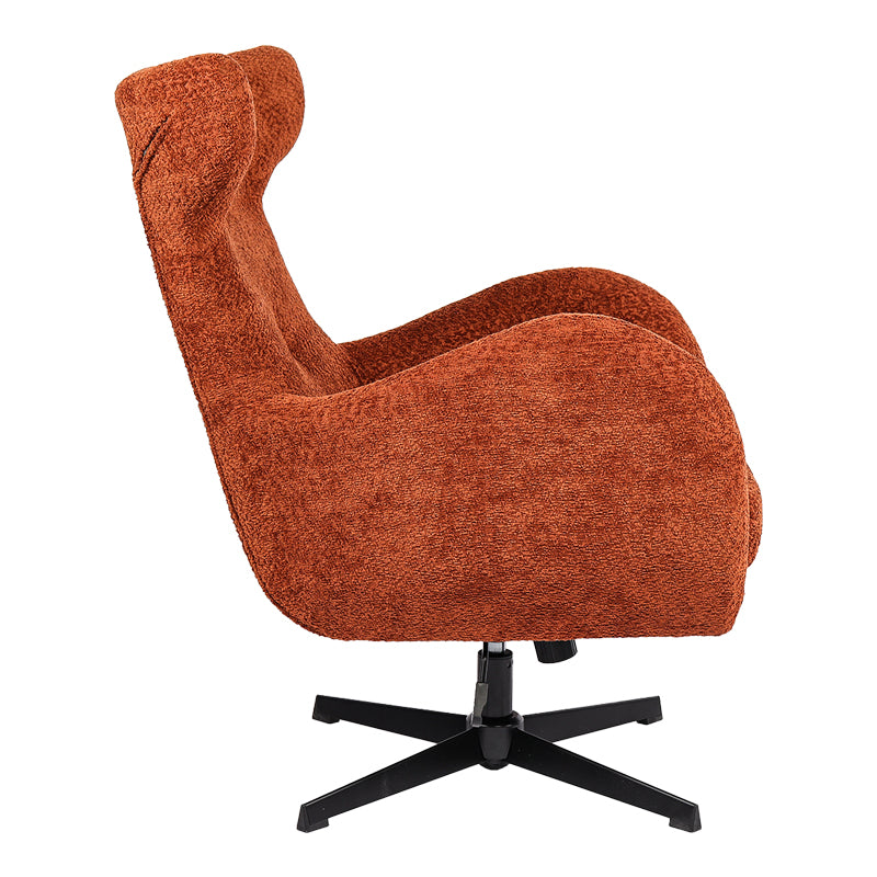 Swivel armchair Zefrina pakoworld terracotta  fabric and base in black color 77x82x100-107cm