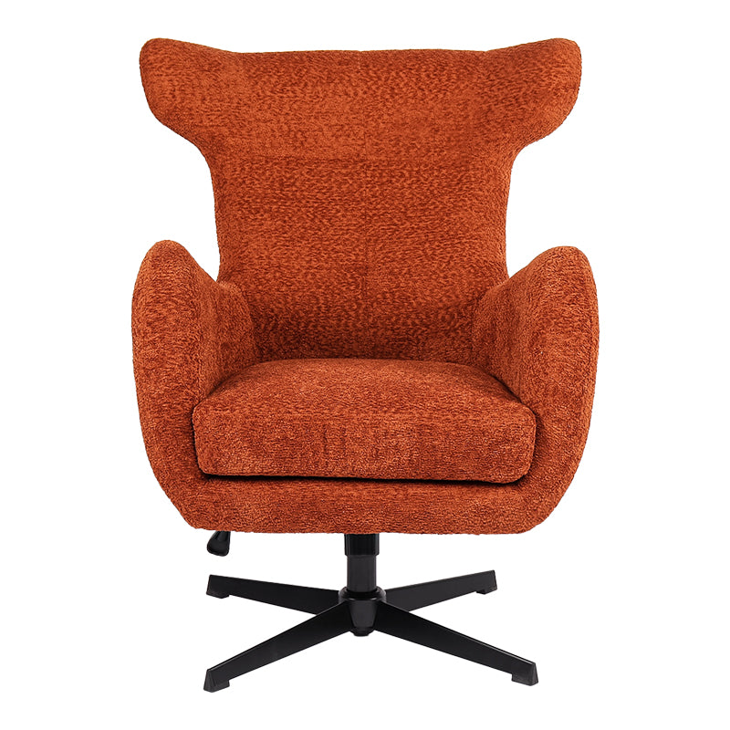 Swivel armchair Zefrina pakoworld terracotta  fabric and base in black color 77x82x100-107cm
