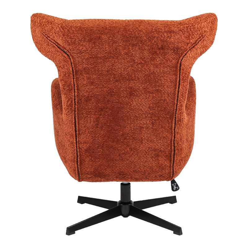Swivel armchair Zefrina pakoworld terracotta  fabric and base in black color 77x82x100-107cm