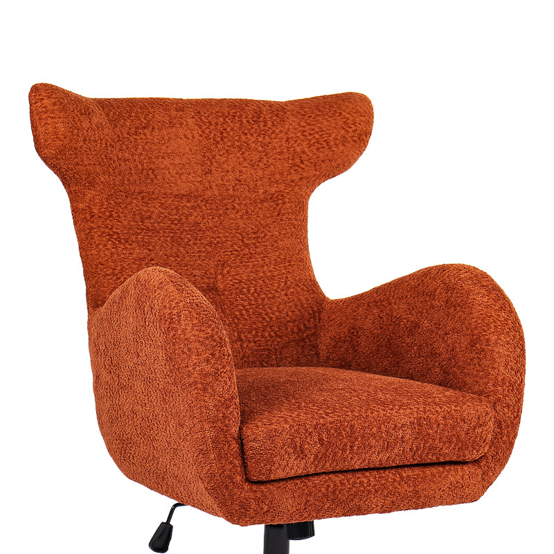 Swivel armchair Zefrina pakoworld terracotta  fabric and base in black color 77x82x100-107cm