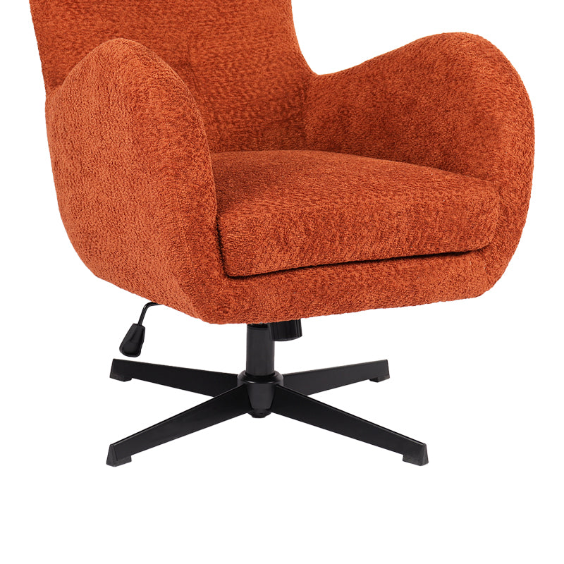 Swivel armchair Zefrina pakoworld terracotta  fabric and base in black color 77x82x100-107cm