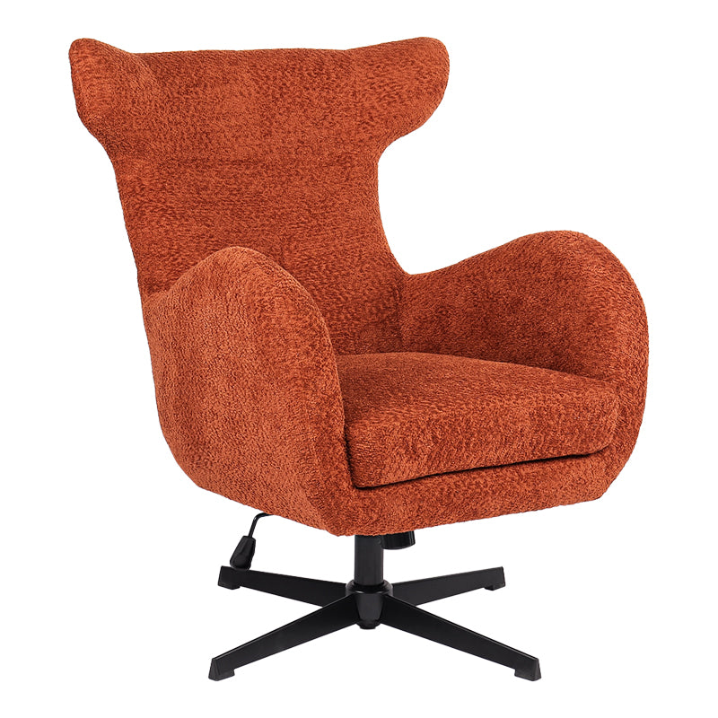 Swivel armchair Zefrina pakoworld terracotta  fabric and base in black color 77x82x100-107cm