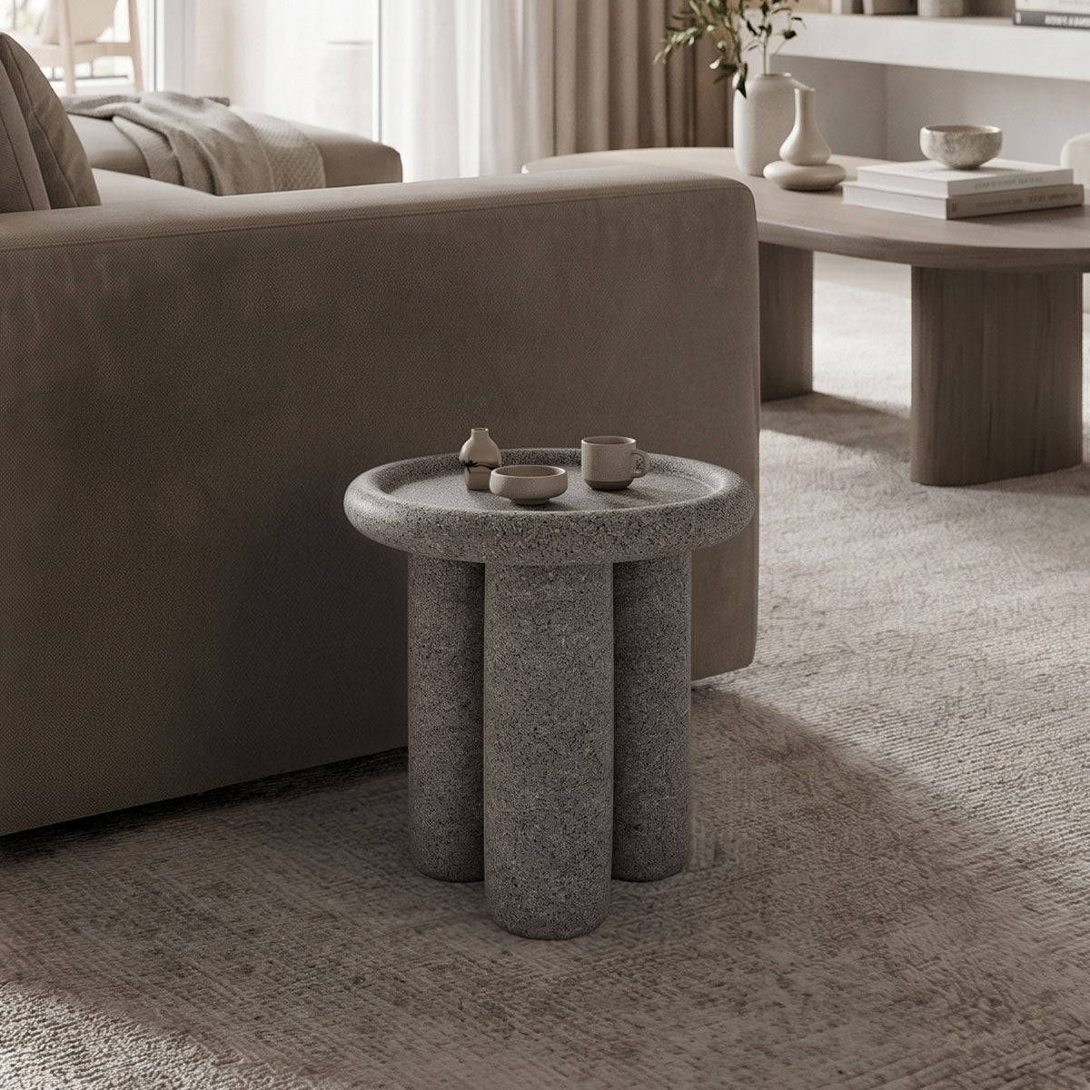 Side table Nenia pakoworld grey MGO D40x45cm