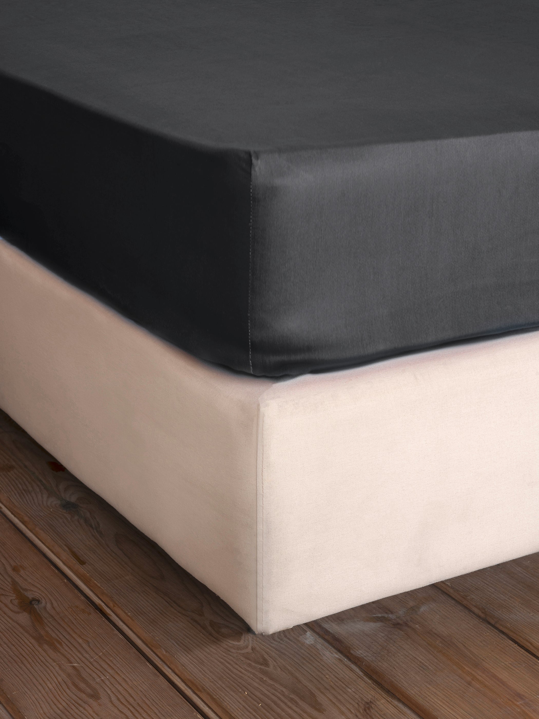 Σεντόνι Υπέρδιπλο με Λάστιχο Superior Satin - Black