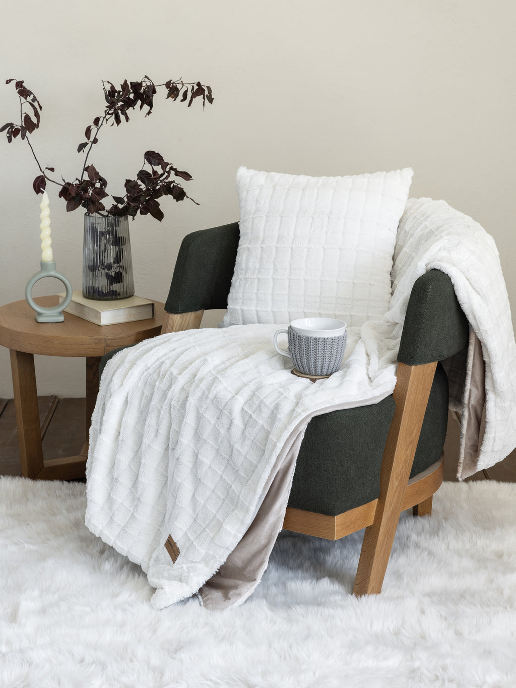 Κουβέρτα καναπέ 130x170 - Weave Cream