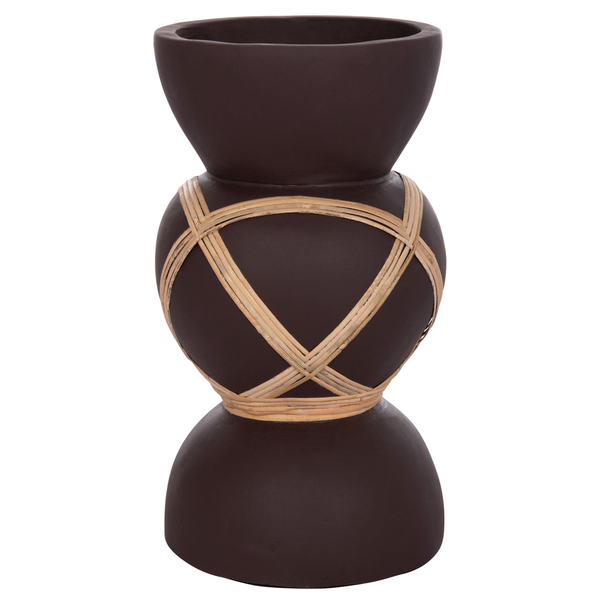 ΔΙΑΚΟΣΜΗΤΙΚΟ ΒΑΖΟ ΔΑΠΕΔΟΥ MAYNARD HM4672.07S TERRACOTTA ΣΟΚΟΛΑΤΙ-RATTAN Φ27.5x50Υεκ