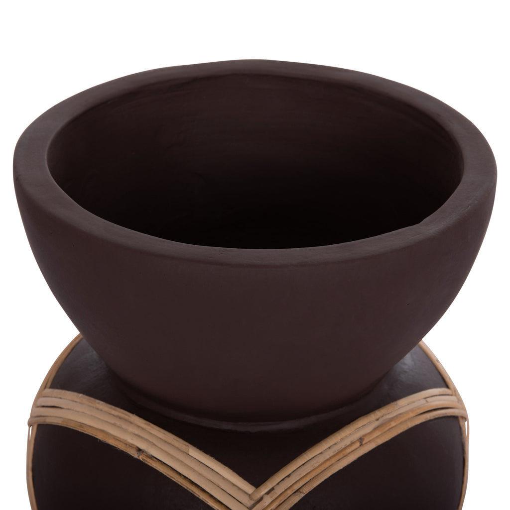 ΔΙΑΚΟΣΜΗΤΙΚΟ ΒΑΖΟ ΔΑΠΕΔΟΥ MAYNARD HM4672.07S TERRACOTTA ΣΟΚΟΛΑΤΙ-RATTAN Φ27.5x50Υεκ