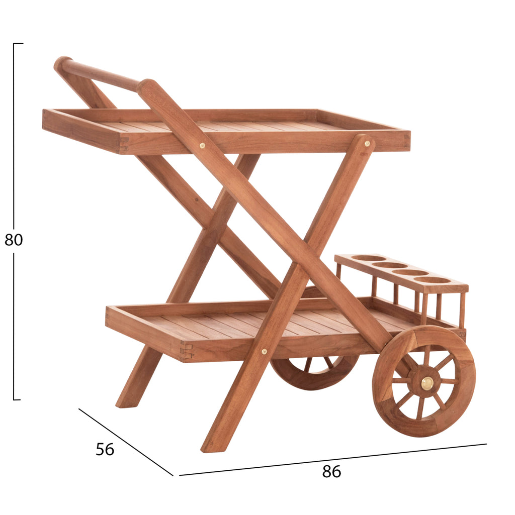 ΔΙΣΚΟΣ ΣΕΡΒΙΡΙΣΜΑΤΟΣ ΣΕ ΤΡΟΛΕΥ ALFRED HM4579 ΞΥΛΟ TEAK--ΦΥΣΙΚΟ 86x56x80Υεκ.