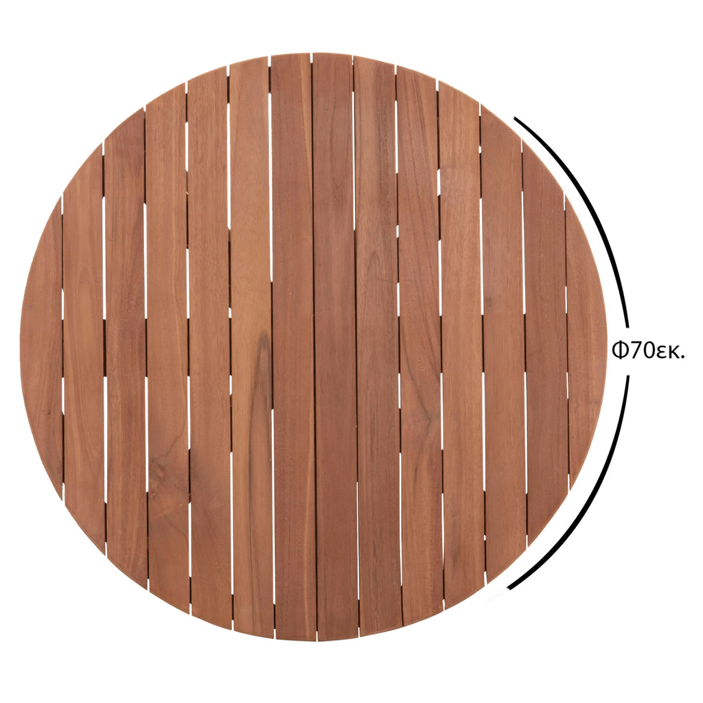 ΕΠΙΦΑΝΕΙΑ ΤΡΑΠΕΖΙΟΥ ΣΤΡΟΓΓΥΛΗ HM18133 ΞΥΛΟ TEAK--ΦΥΣΙΚΟ Φ70x4(πάχος)εκ.