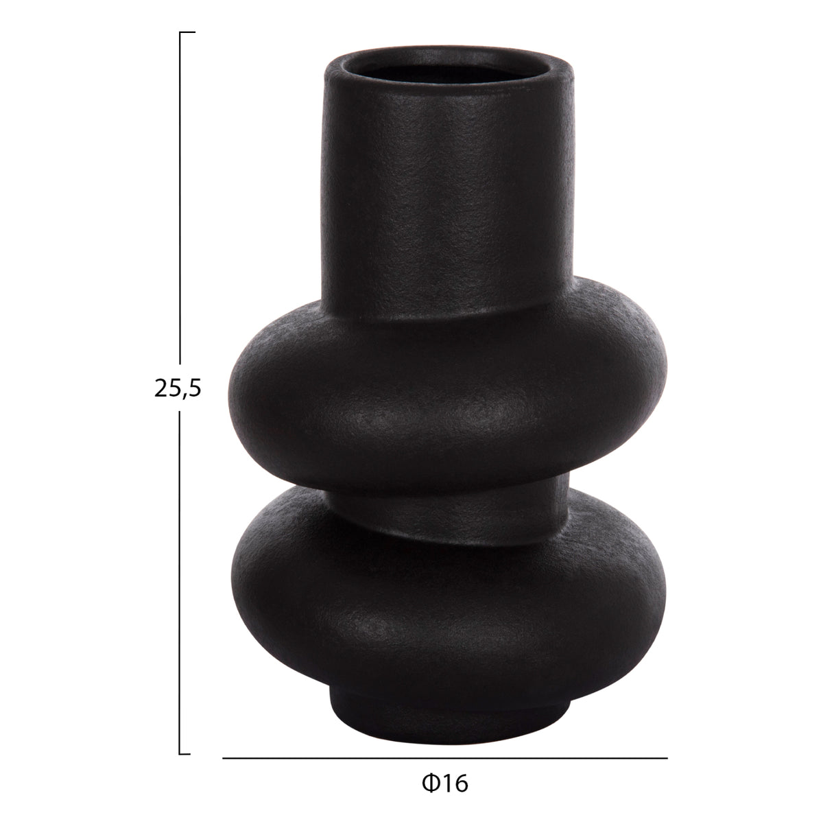 ΕΠΙΤΡΑΠΕΖΙΟ ΚΕΡΑΜΙΚΟ ΔΙΑΚΟΣΜΗΤΙΚΟ ROOK HM4627.02 ΜΑΥΡΟ ΜΑΤ Φ16x25,5Υεκ
