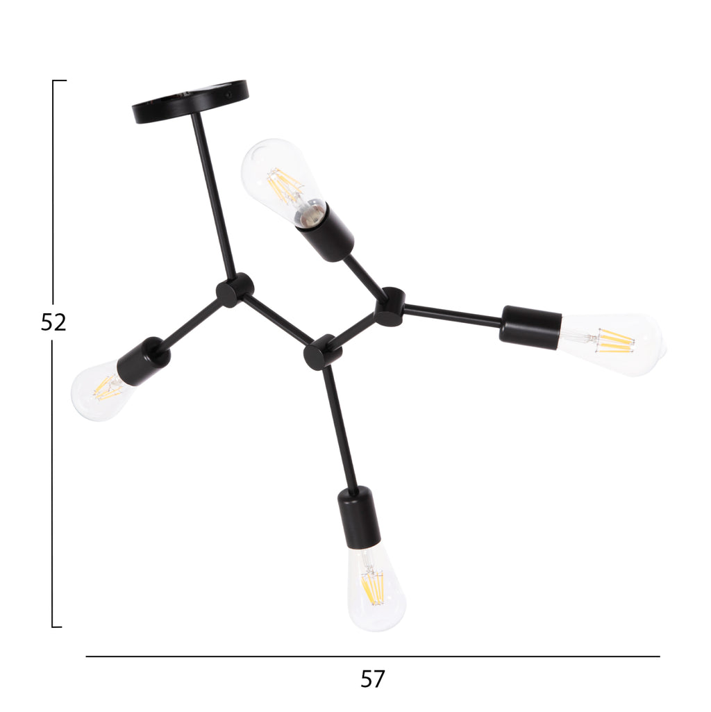 ΦΩΤΙΣΤΙΚΟ ΟΡΟΦΗΣ 4-ΦΩΤΟ LIGHTY HM7405.11 ΜΕΤΑΛΛΟ ΣΕ ΜΑΥΡΟ 57x5x52Υεκ.