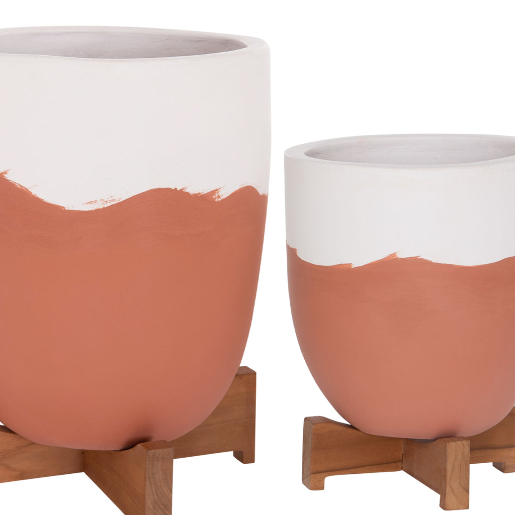 ΓΛΑΣΤΡΕΣ ΣΕΤ 2ΤΜΧ SEON HM4686.08 TERRACOTTA ΣΕ ΛΕΥΚΟ & ΤΕΡΑΚΟΤΑ--TEAK ΒΑΣΗ