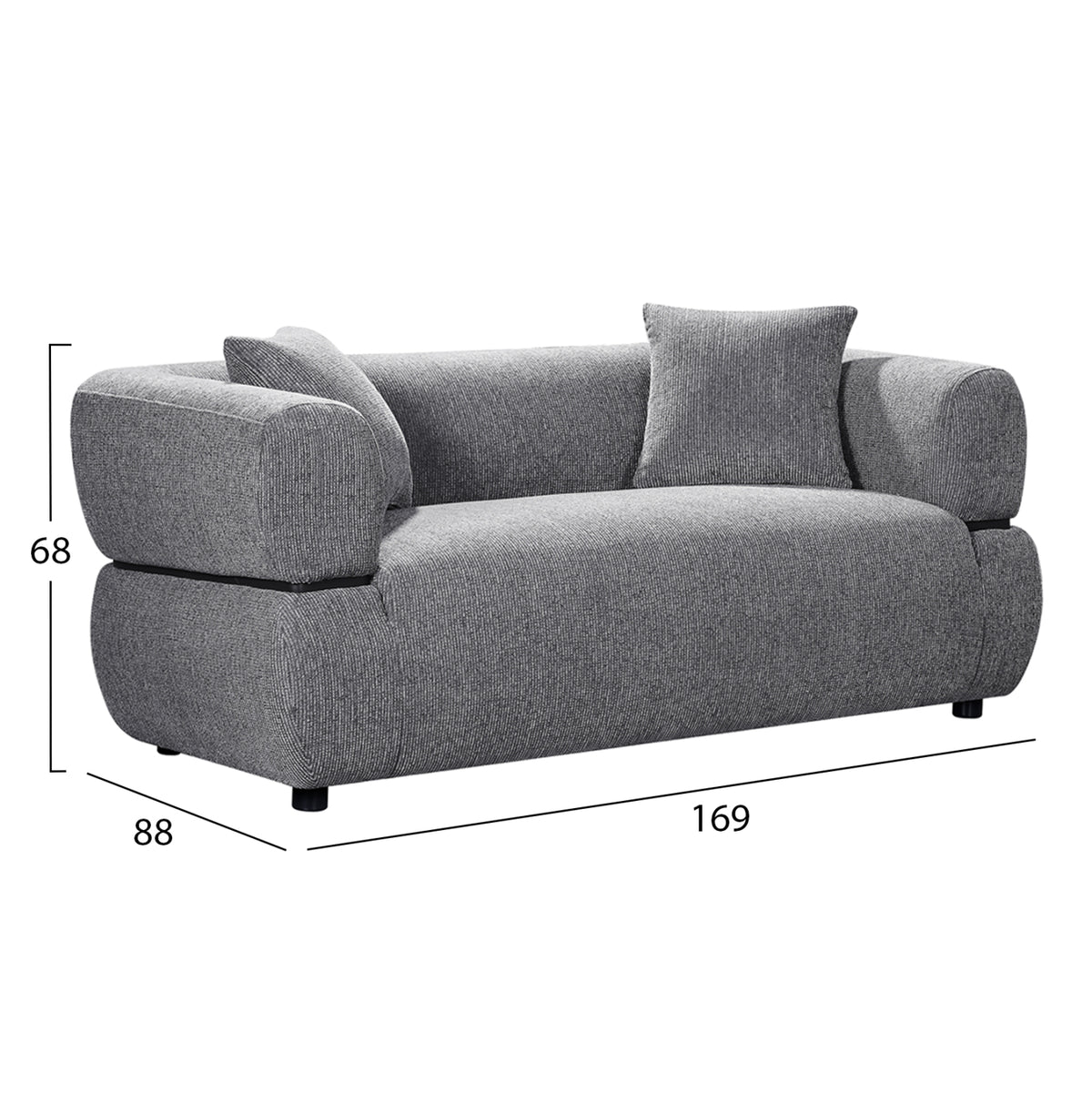 ΚΑΝΑΠΕΣ 2-ΘΕΣΙΟΣ ARCTIS HM3328.01 ΓΚΡΙ ΥΦΑΣΜΑ 169x88x88Υεκ.