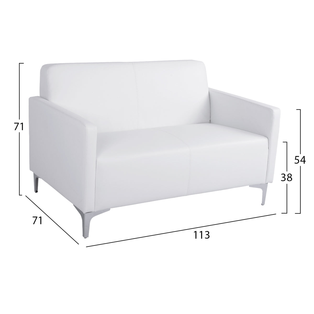 ΚΑΝΑΠΕΣ 2ΘΕΣΙΟΣ NELLIE HM3159.22 ΜΕ ΛΕΥΚΟ PU 113x71x71Υ εκ.
