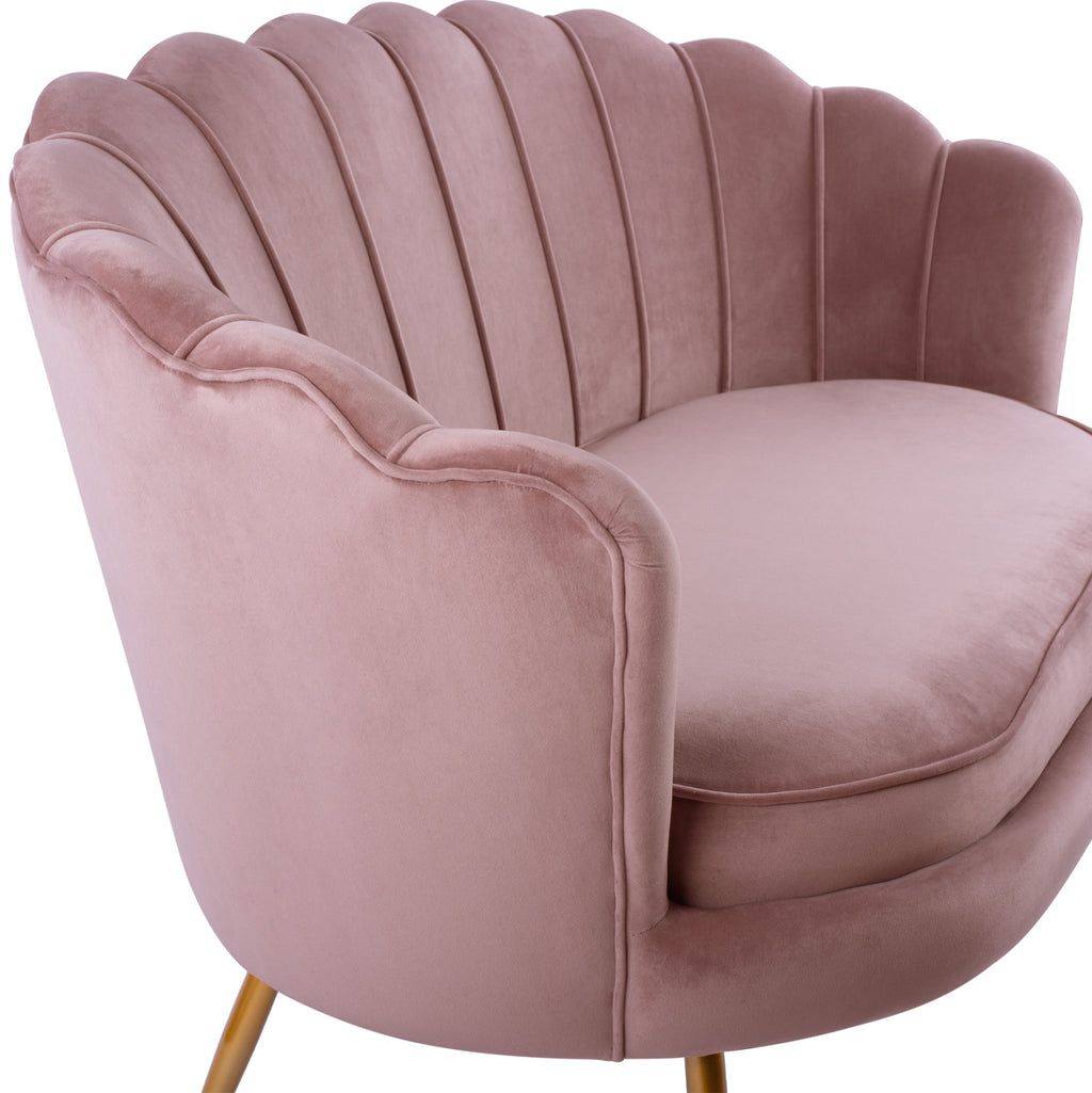 ΚΑΝΑΠΕΣ 2ΘΕΣΙΟΣ COQUILLE HM8627.02 ΑΠΟ ΒΕΛΟΥΔΟ ΣΑΠΙΟ ΜΗΛΟ & ΧΡΥΣΑ ΠΟΔΙΑ 130x81x86εκ.