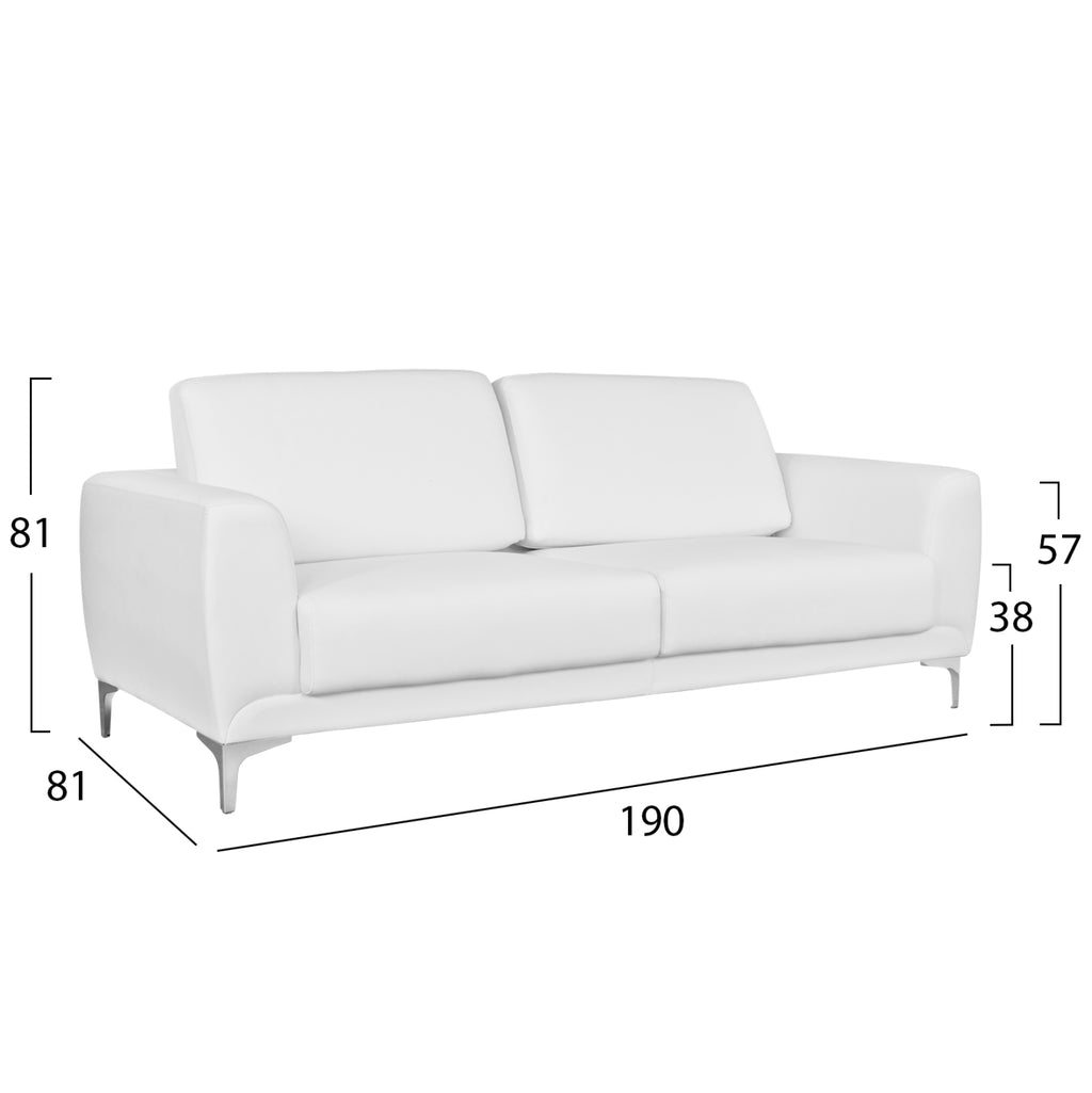 ΚΑΝΑΠΕΣ 3ΘΕΣΙΟΣ KENZIE HM3121.32 ΜΕ ΛΕΥΚΟ PU 190x81x81 εκ.