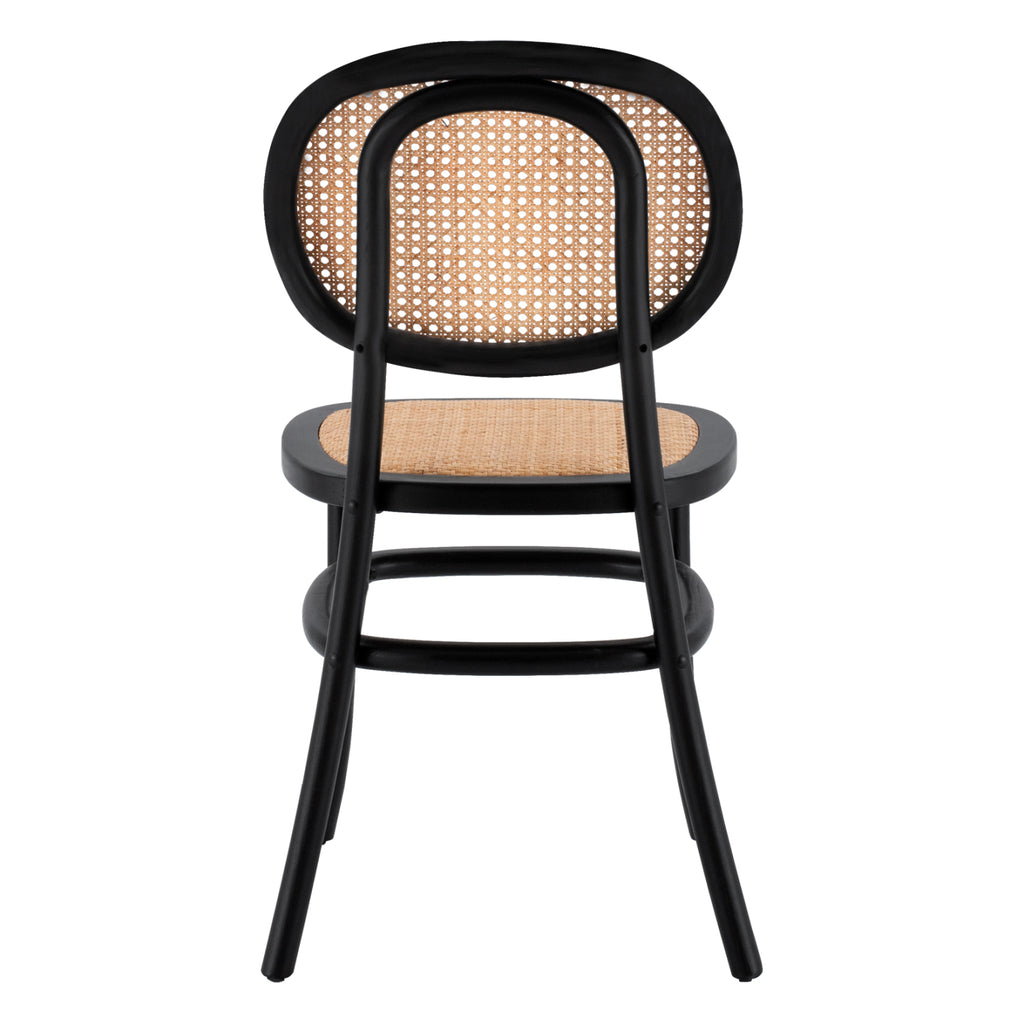 ΚΑΡΕΚΛΑ ΞΥΛΙΝΗ PENNY ΜΕ ΠΛΕΞΗ RATTAN ΣΕ ΜΑΥΡΗ ΑΠΟΧΡΩΣΗ HM8747 44x51x87 εκ.