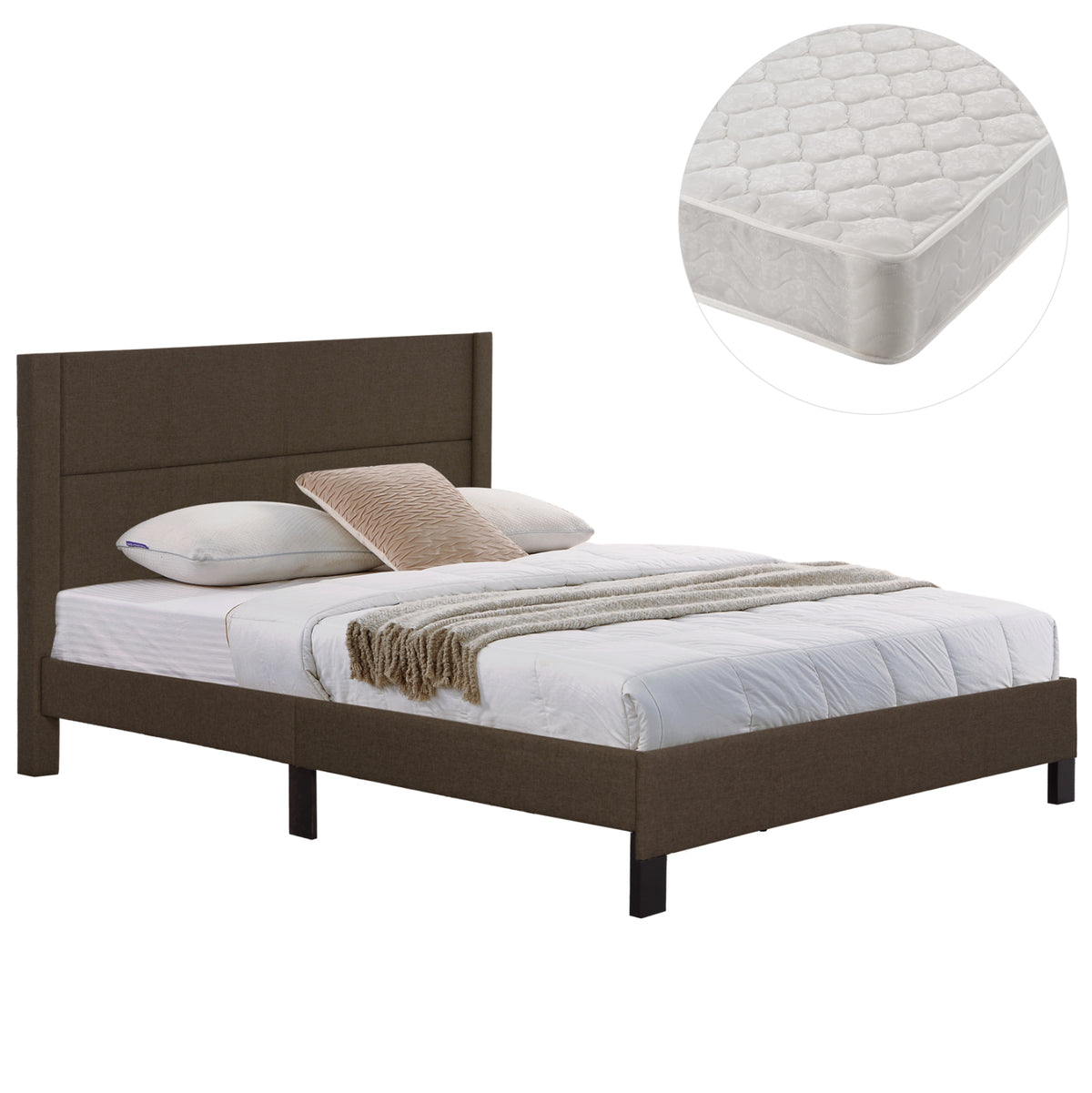 ΚΡΕΒΑΤΙ ΔΙΠΛΟ & ΣΤΡΩΜΑ TRILLOP HM21202.13 ΚΑΦΕ ΥΦΑΣΜΑ--ΓΙΑ 160x200εκ