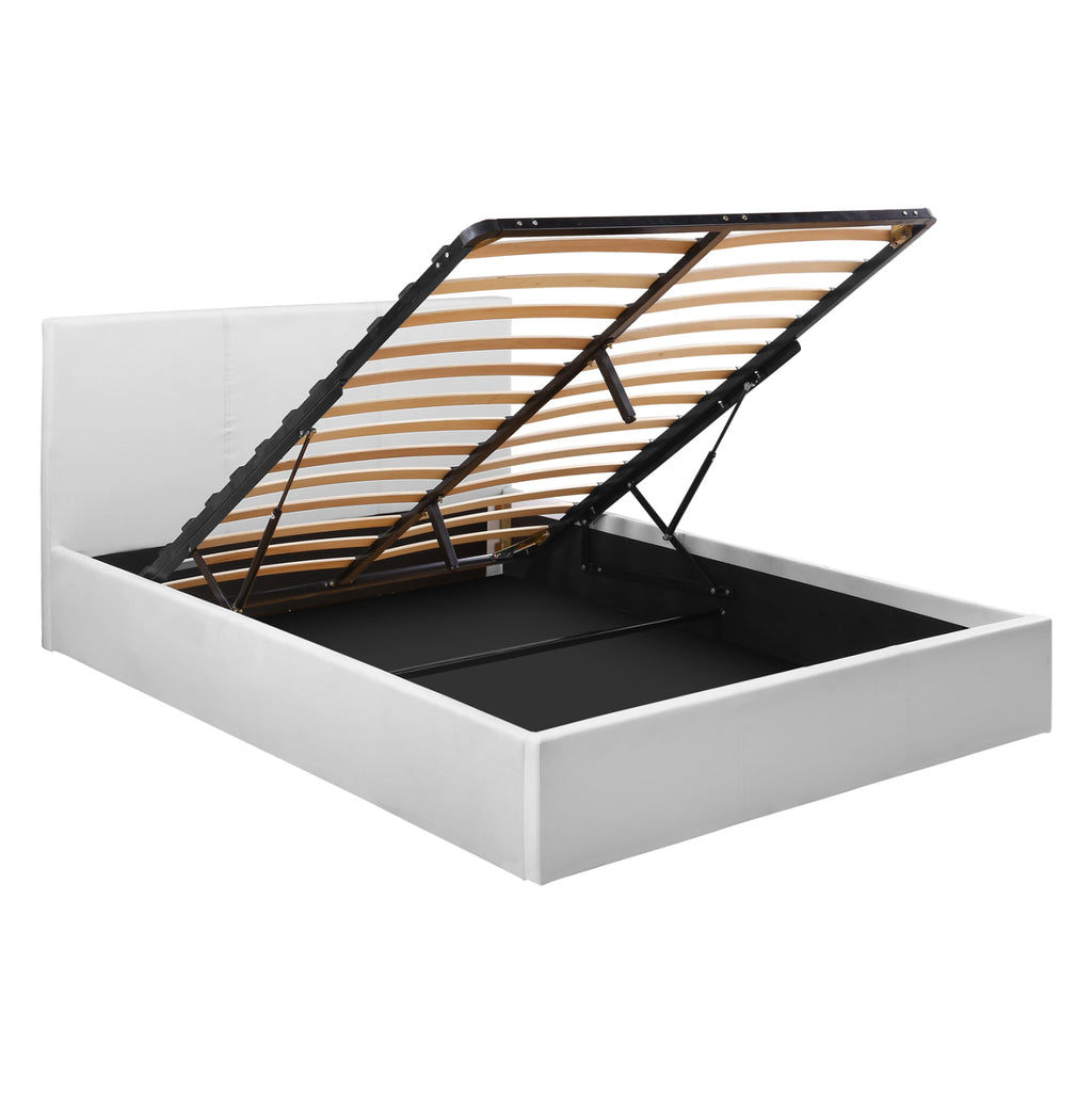 ΚΡΕΒΑΤΙ ΔΙΠΛΟ & ΣΤΡΩΜΑ 150x200εκ BOBBI HM21271.01 ΛΕΥΚΟ PU ΜΕ ΑΠΟΘ.ΧΩΡΟ
