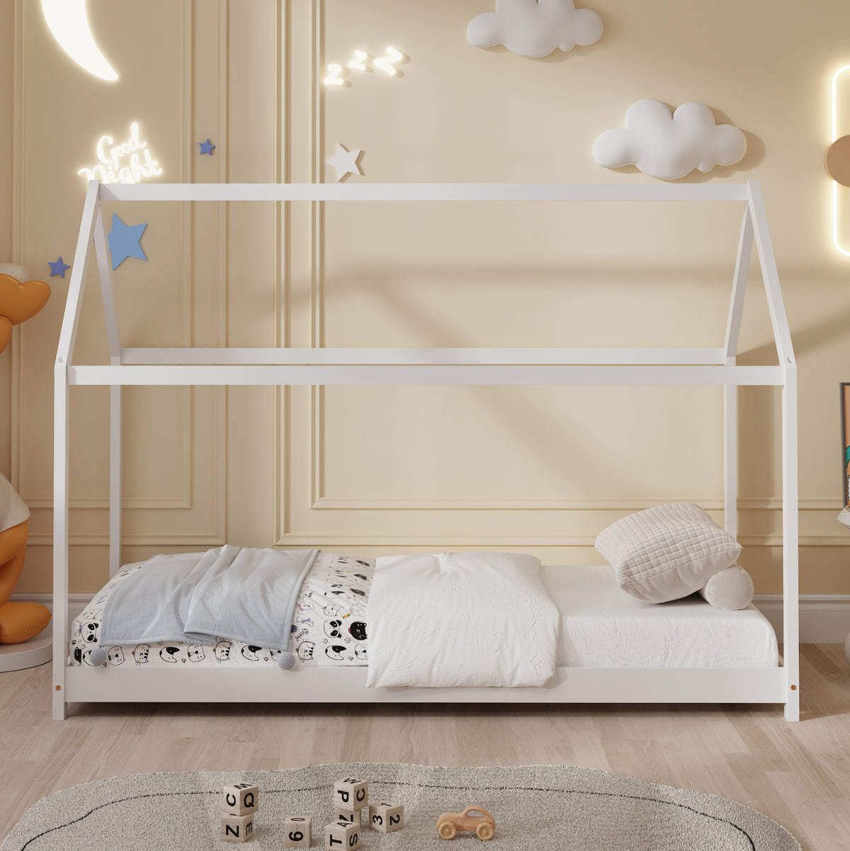 ΚΡΕΒΑΤΙ ΠΑΙΔΙΚΟ PEPE HM677.03 τ.MONTESSORI ΞΥΛΟ ΠΕΥΚΟ ΛΕΥΚΟ- 190x90εκ