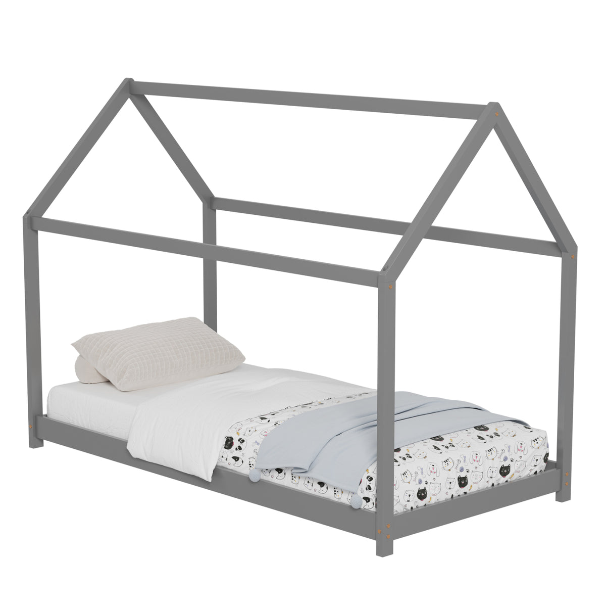 ΚΡΕΒΑΤΙ ΠΑΙΔΙΚΟ PEPE HM677.05 τ.MONTESSORI ΞΥΛΟ ΠΕΥΚΟ ΓΚΡΙ- 190x90εκ