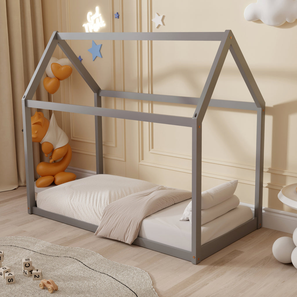 ΚΡΕΒΑΤΙ ΠΑΙΔΙΚΟ PEPE HM678.05 τ.MONTESSORI ΞΥΛΟ ΠΕΥΚΟ ΓΚΡΙ- 140x70εκ
