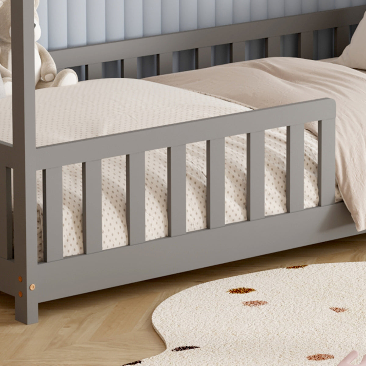 ΚΡΕΒΑΤΙ ΠΑΙΔΙΚΟ ΜΕ ΣΤΡΩΜΑ PHYLLIS HM21304.02 ΞΥΛΟ ΠΕΥΚΟΥ ΣΕ ΓΚΡΙ--ΣΤΡΩΜΑ 90x190εκ