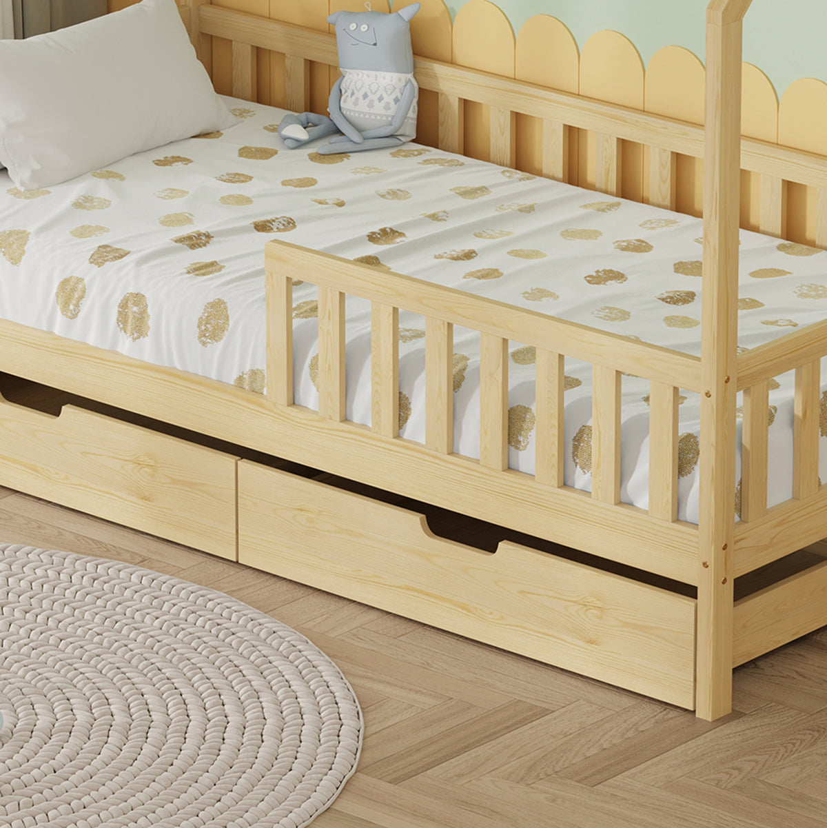 ΚΡΕΒΑΤΙ ΠΑΙΔΙΚΟ ΜΕ ΣΥΡΤΑΡΙΑ PHYLLIS HM724.01 τ.MONTESSORI ΦΥΣΙΚΟ 196x97x161Υεκ.