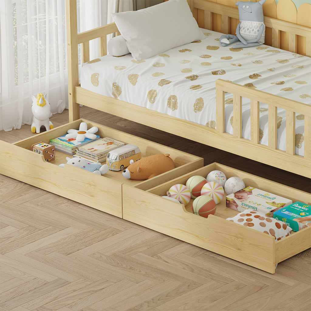 ΚΡΕΒΑΤΙ ΠΑΙΔΙΚΟ ΜΕ ΣΥΡΤΑΡΙΑ PHYLLIS HM724.01 τ.MONTESSORI ΦΥΣΙΚΟ 196x97x161Υεκ.
