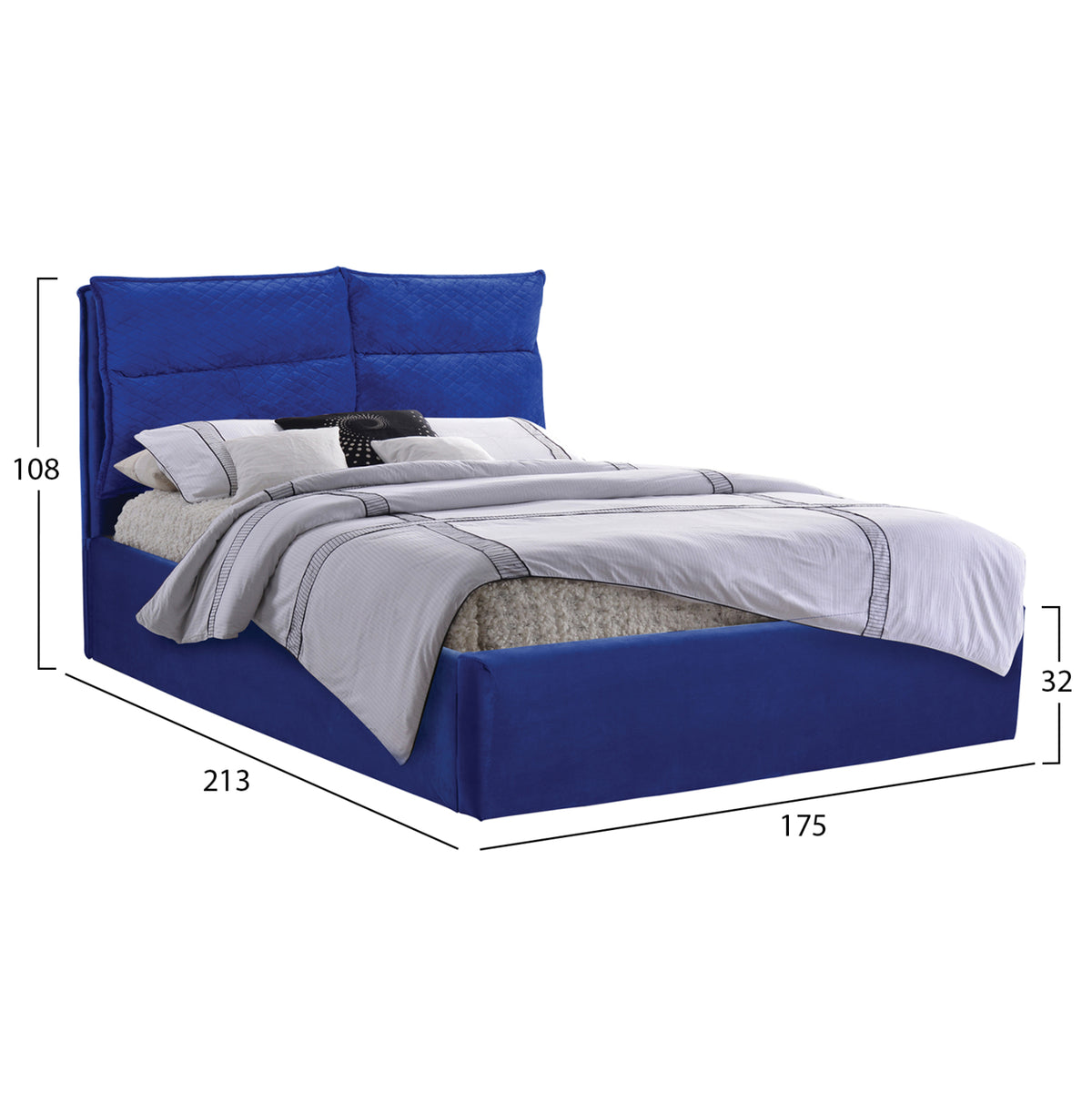 ΚΡΕΒΑΤΙ ROYALTY ΑΠΟ ΒΕΛΟΥΔΟ ΜΠΛΕ ΥΠΕΡΔΙΠΛΟ 160x200 εκ. HM563.08
