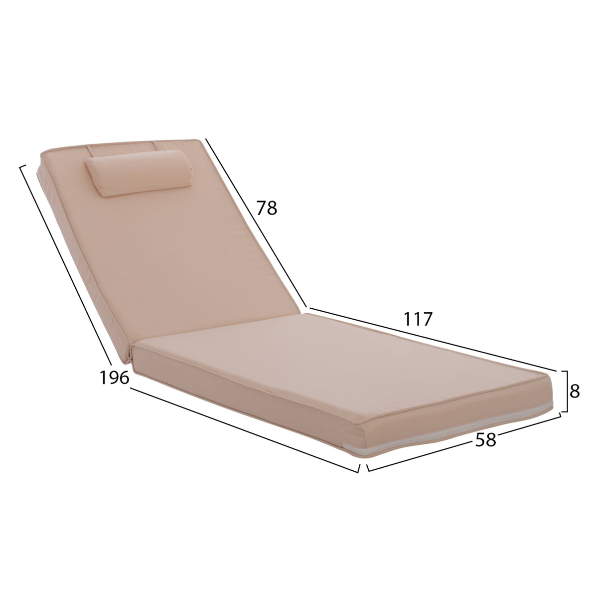 ΜΑΞΙΛΑΡΙ ΞΑΠΛΩΣΤΡΑΣ POLYESTER CHIOS ΜΠΕΖ HM11236.01P 196(117+1+78)x58x9εκ.