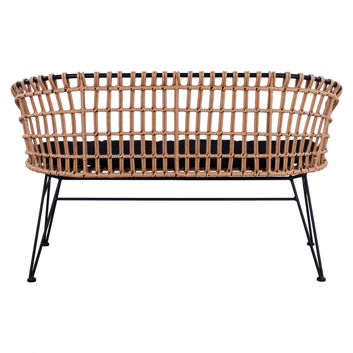 ΠΑΓΚΑΚΙ ΜΕΤΑΛΛΙΚΟ ALLEGRA HM5692 ΜΕ WICKER ΜΑΥΡΟ-ΜΠΕΖ 124x57x77Υ εκ.