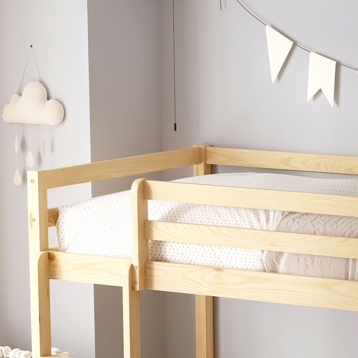 ΠΑΙΔΙΚΗ ΚΟΥΚΕΤΑ τ.MONTESSORI ΜΕ ΠΑΡΚΑΚΙ PLAYKID HM703.01 ΞΥΛΟ ΠΕΥΚΟΥ ΦΥΣΙΚΟ ΓΙΑ 190x90εκ