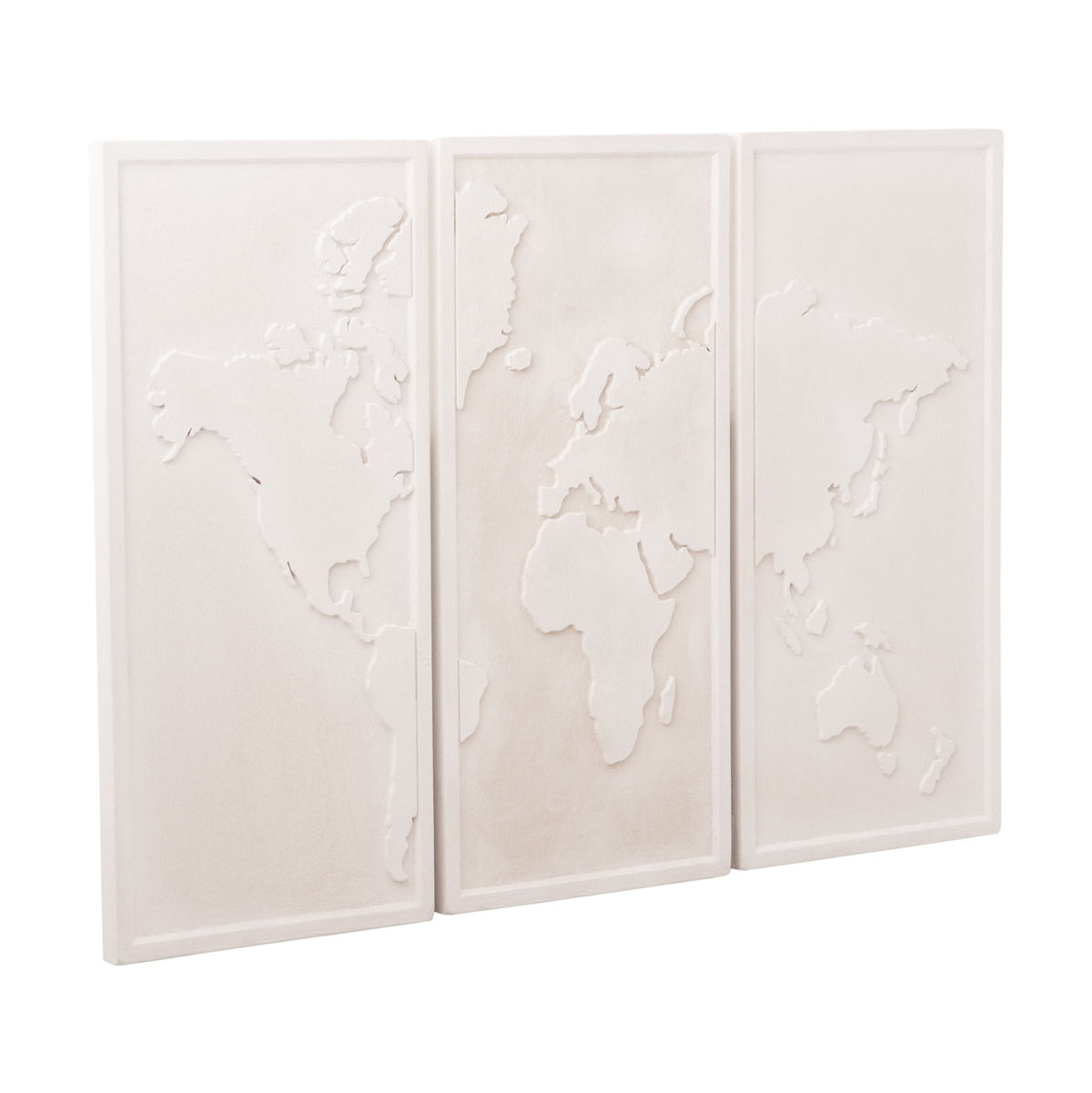 ΠΙΝΑΚΑΣ 3-ΠΤΥΧΟΣ WORLD MAP SANTORINI HM4504 MDF ΣΕ ΥΠΟΛΕΥΚΟ ΧΡΩΜΑ 180x4(πάχος)x120Υεκ.