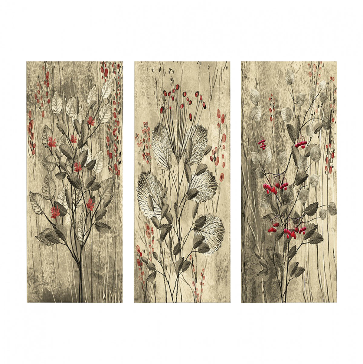 ΠΙΝΑΚΑΣ ΤΡΙΠΤΥΧΟ MDF RED FLOWERS AND BERRIES HM7204.01 60x50x0,3 εκ.
