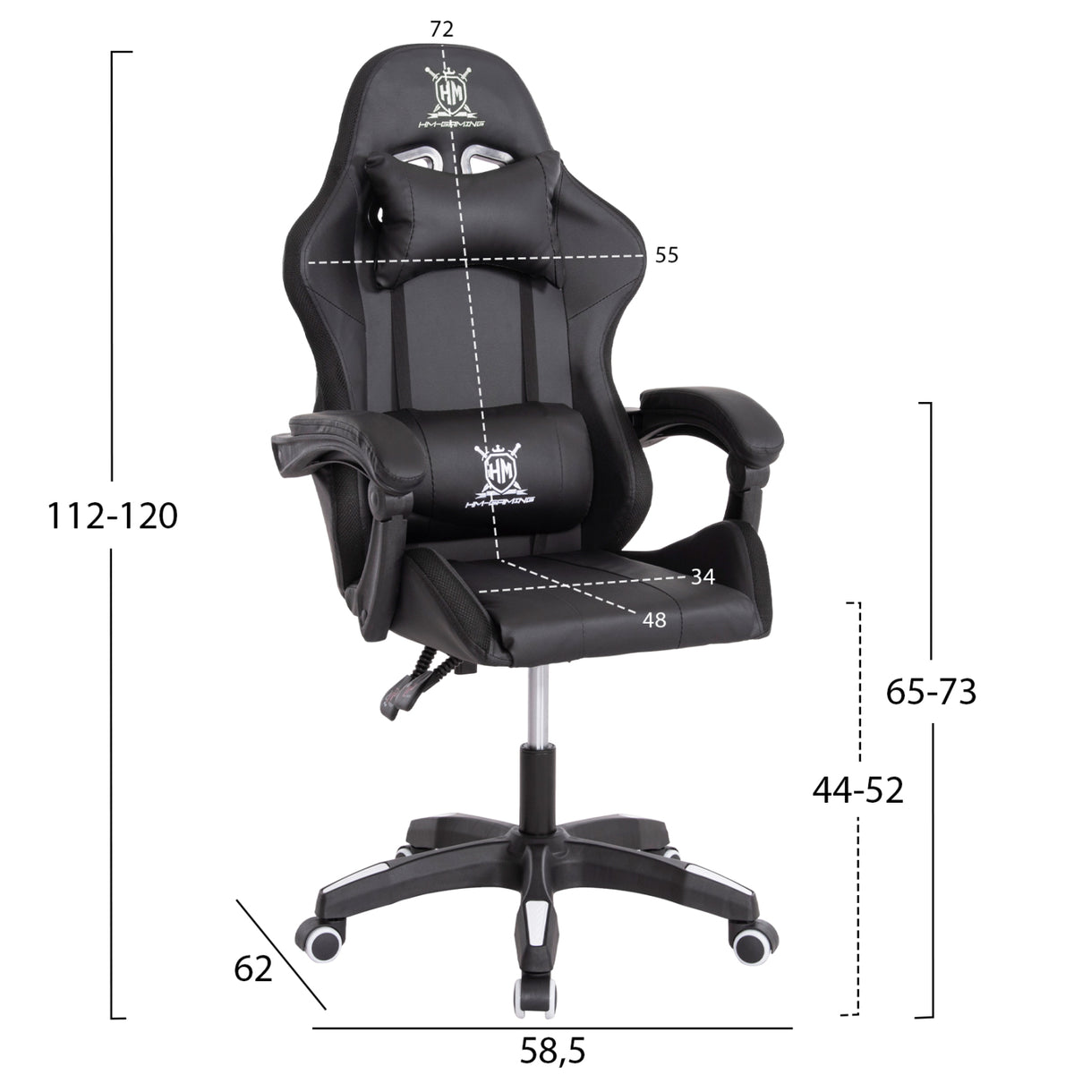 ΠΟΛΥΘΡΟΝΑ GAMING DARREN HM1203.04 ΜΑΥΡΟ-ΛΕΥΚΟ PVC 58.5x100x120Υεκ.