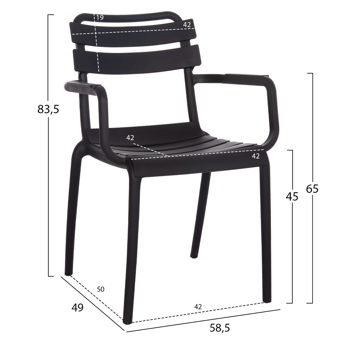 ΠΟΛΥΘΡΟΝΑ ΠΟΛΥΠΡΟΠΥΛΕΝΙΟΥ PHILLY HM6123.02 ΜΑΥΡΟ 58.5x49x83.5Υεκ.